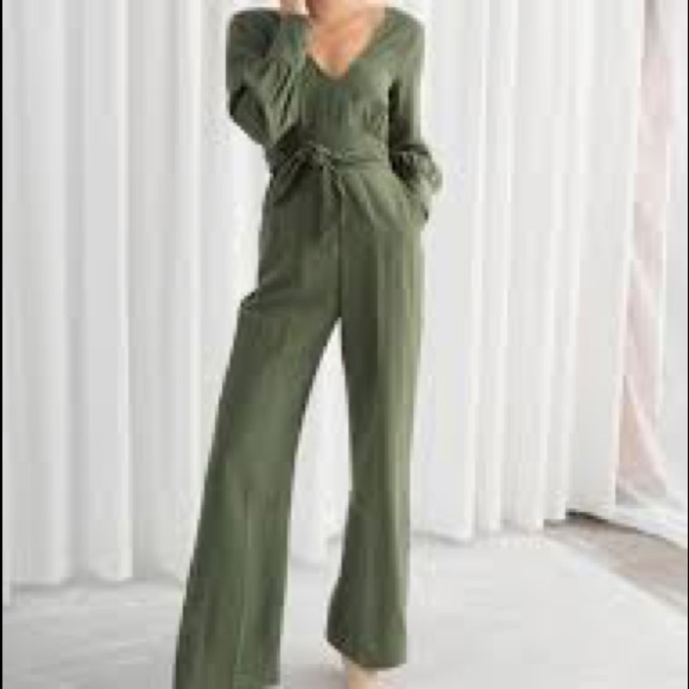 & other stories flared green jumpsuit size 6